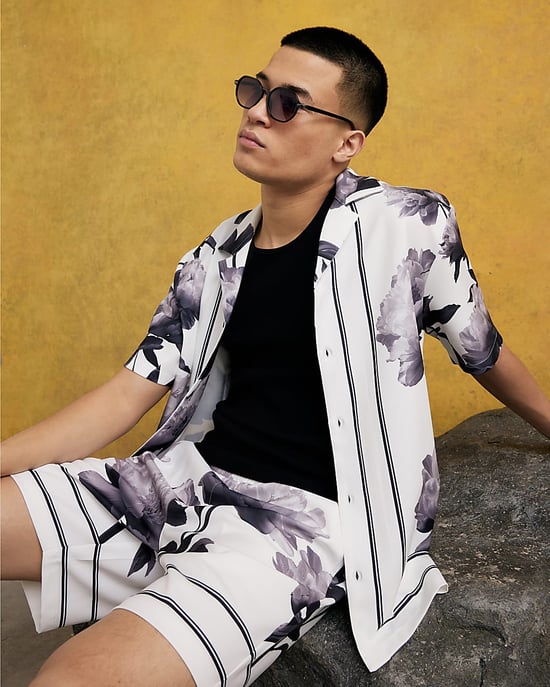 River Island Mens Shirt White Short Sleeve Monochrome Floral - Image 4