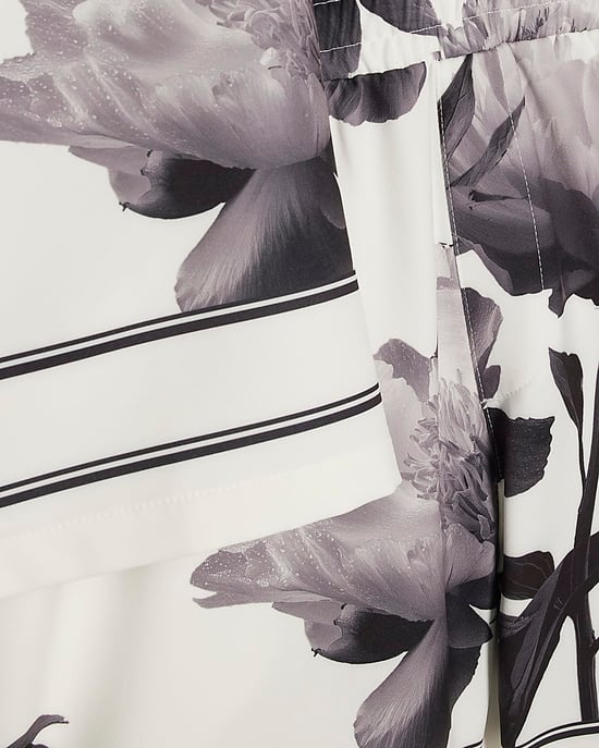 River Island Mens Shirt White Short Sleeve Monochrome Floral - Image 5