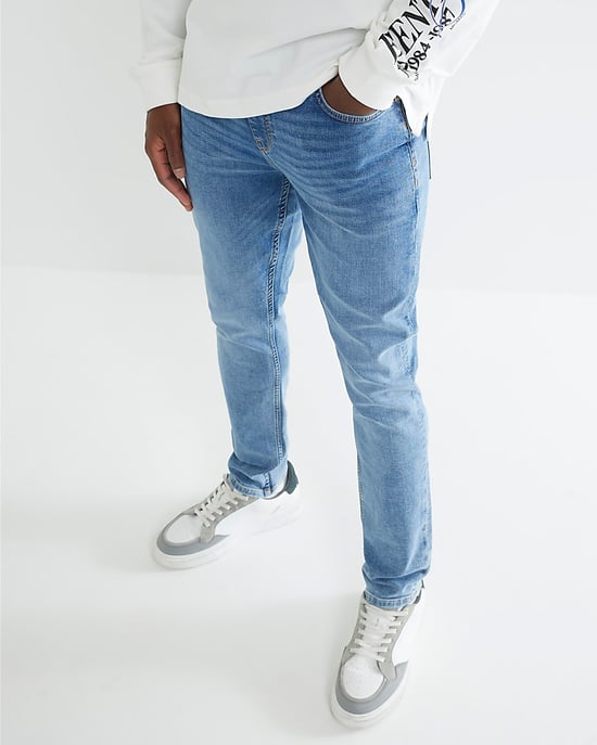 River Island Mens Skinny Jeans Blue Fit Button Denim - Image 4