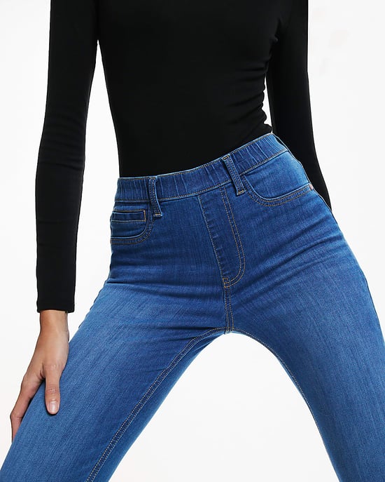 River Island Womens Skinny Jeans Blue Pull-On Sculpt Zip - Image 3