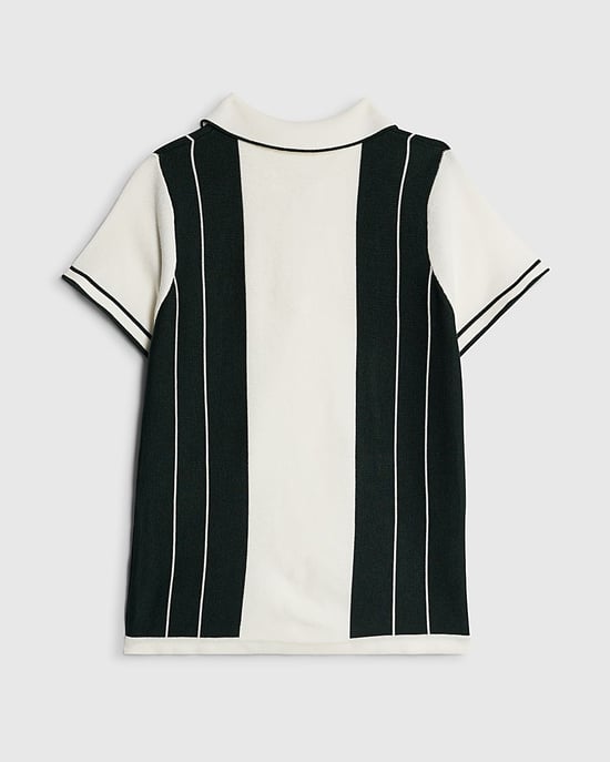 River Island Boys Polo Shirt Green Stripe Striped Short Sleeve - Image 3