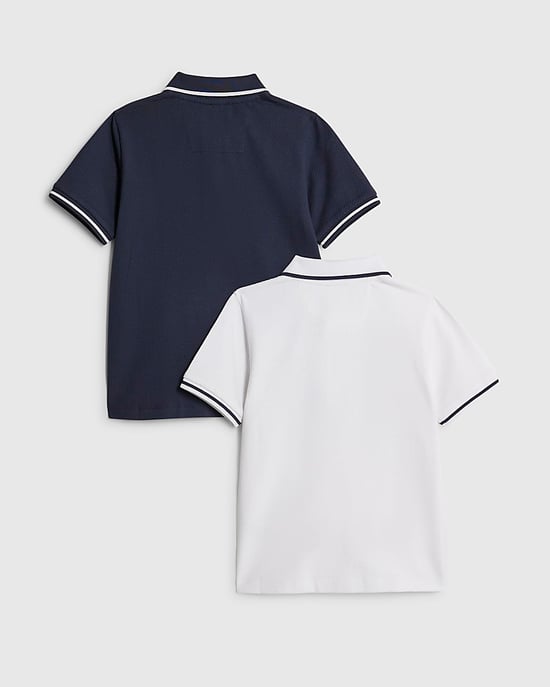 River Island Boys Polo Shirt White 2 Pack Embroidered Graphic - Image 2