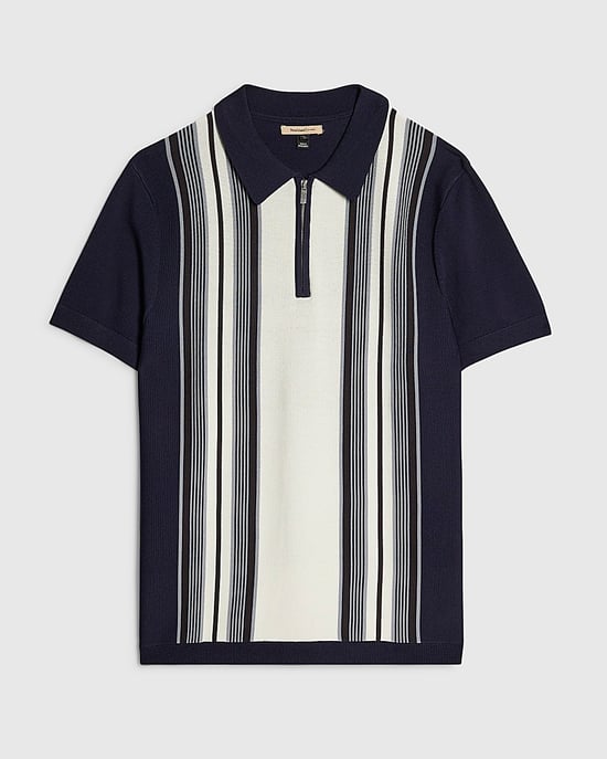 River Island Mens Polo Shirt Navy Slim Fit Stripe Colour Block - Image 6