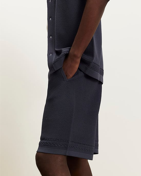 River Island Mens Shorts Blue Slim Fit Textured Knitted - Image 3