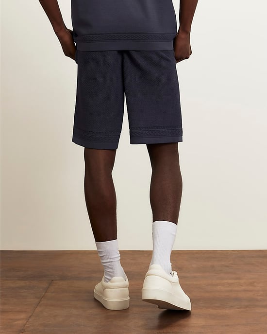River Island Mens Shorts Blue Slim Fit Textured Knitted - Image 4