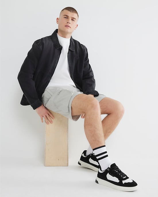 River Island Mens Shorts Grey Nylon Cargo Elasticated - Image 2