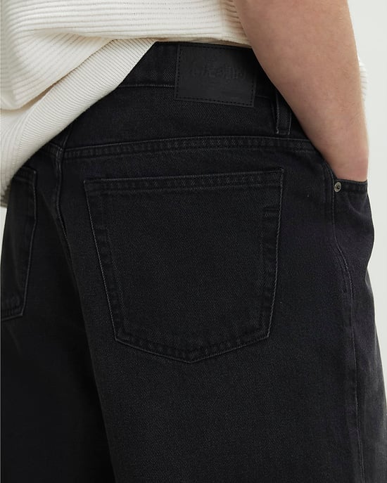 River Island Mens Denim Jorts Black Washed Button Zip - Image 3