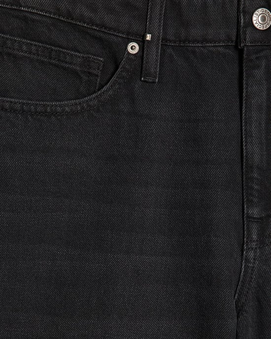 River Island Mens Denim Jorts Black Washed Button Zip - Image 5