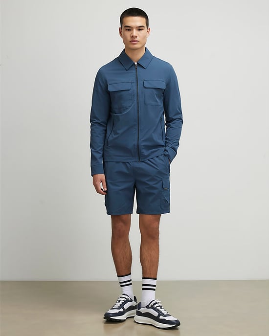 River Island Mens Cargo Shorts Blue Skinny Fit Stretch Zipped - Image 2