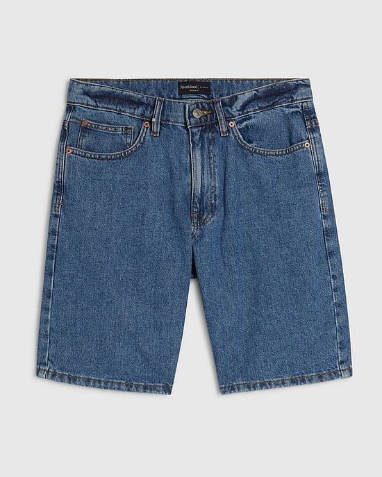 River Island Mens Shorts Blue Regular Fit Denim Button Zip - Image 6