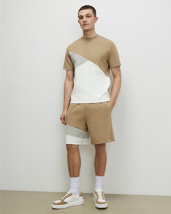 River Island Mens Shorts Beige Regular Fit Colour Block - Image 2