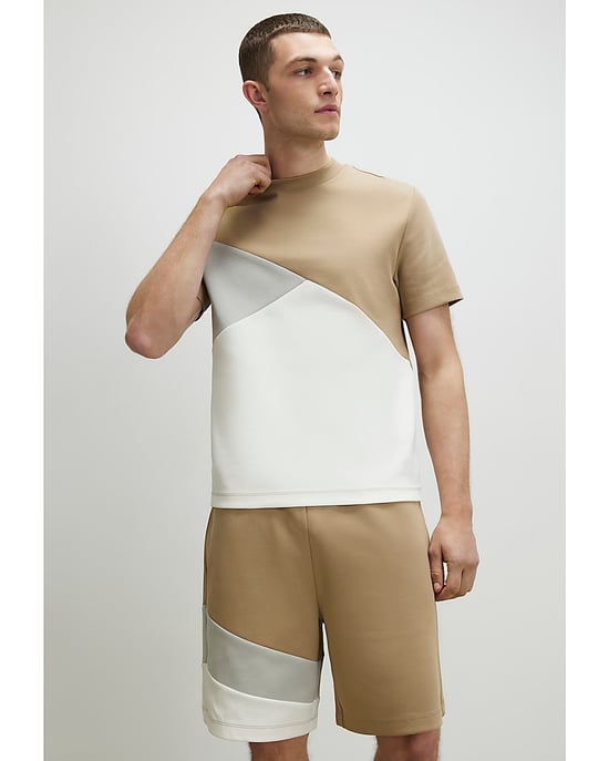 River Island Mens Shorts Beige Regular Fit Colour Block - Image 3
