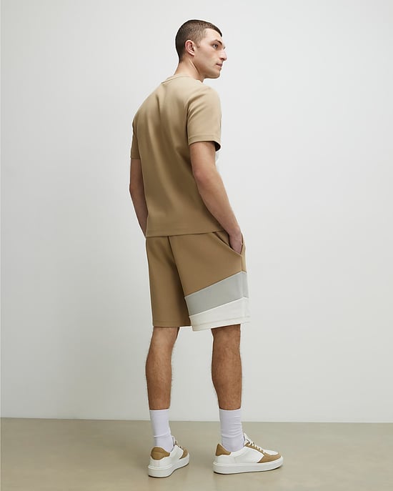 River Island Mens Shorts Beige Regular Fit Colour Block - Image 4