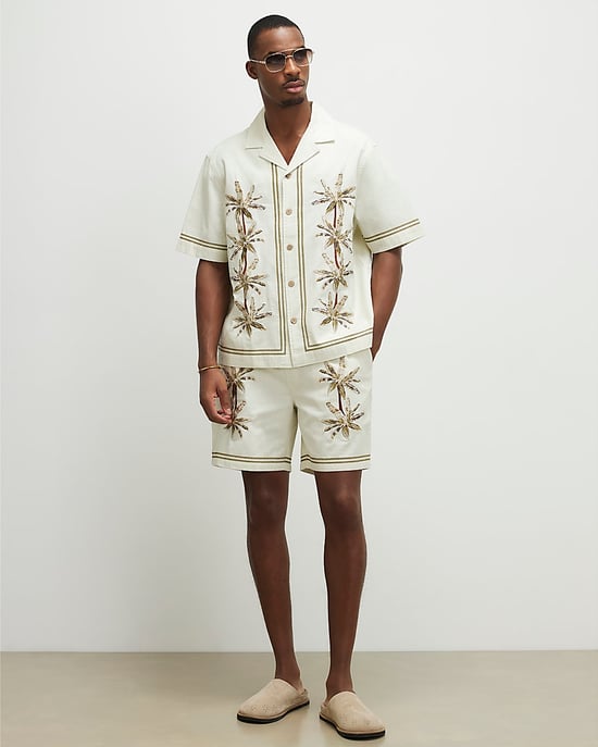River Island Mens Shorts Green Palm Tree Drawstring - Image 2