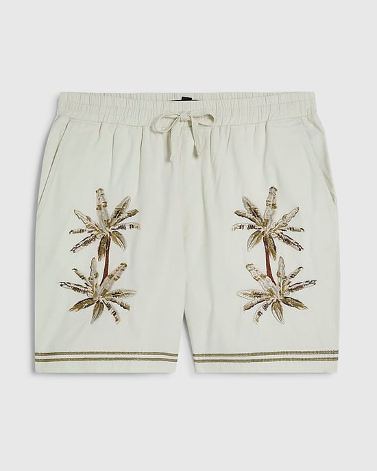 River Island Mens Shorts Green Palm Tree Drawstring - Image 6
