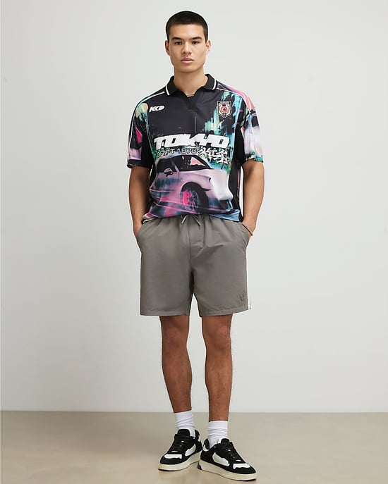 River Island Mens Shorts Grey Ripstop Elasticated Drawstring - Image 2