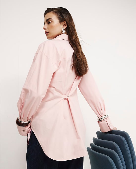 River Island Womens Shirt Pink Cinch Back Long Sleeve Collared - Image 3