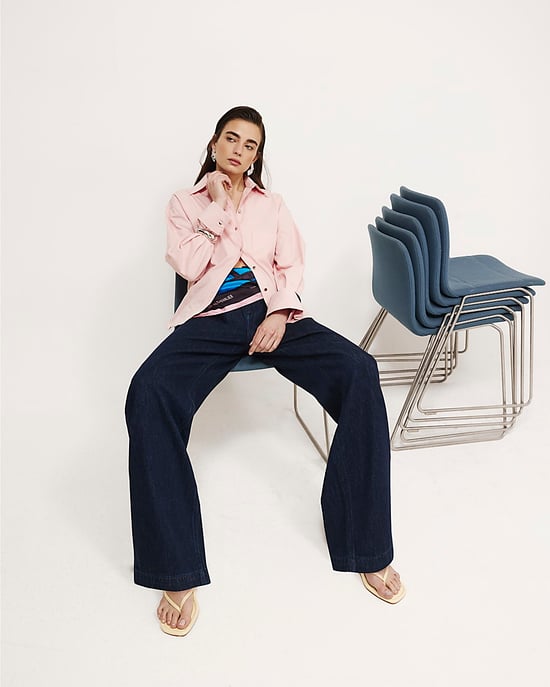 River Island Womens Shirt Pink Cinch Back Long Sleeve Collared - Image 4