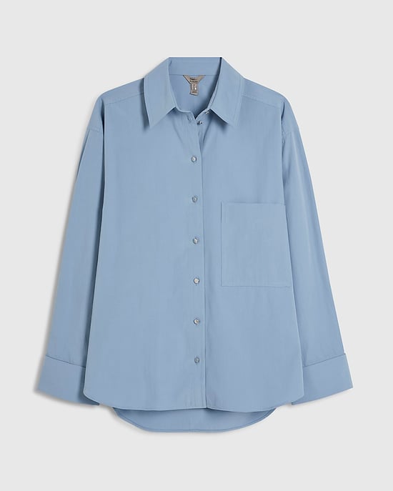 River Island Womens Shirt Blue Cotton Long Sleeve Cinched Back - Image 5