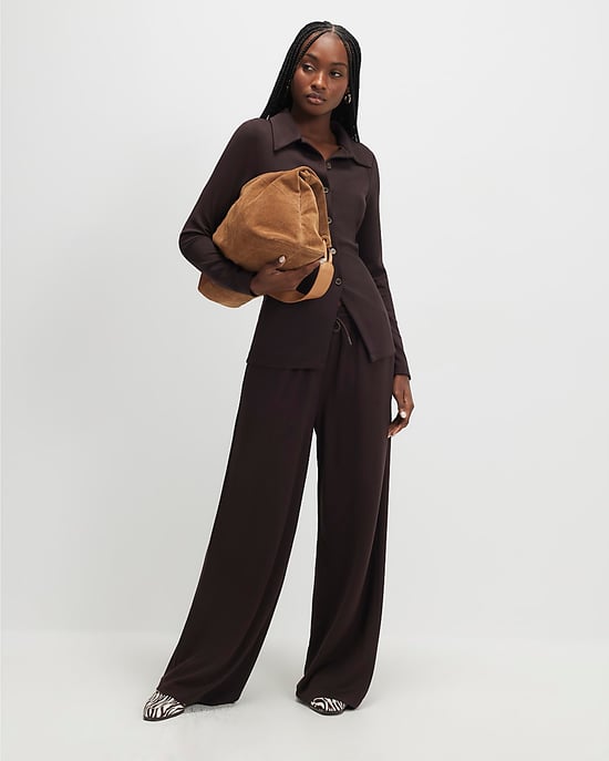 River Island Womens Shirt Brown Long Sleeve Premium Button - Image 3