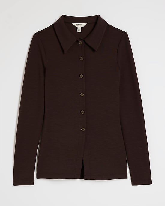River Island Womens Shirt Brown Long Sleeve Premium Button - Image 6