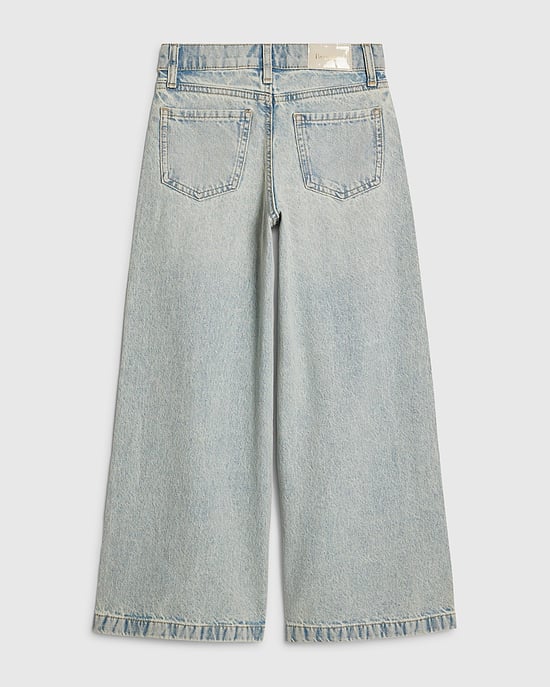 River Island Girls Wide Leg Jeans Blue Button Trousers - Image 3