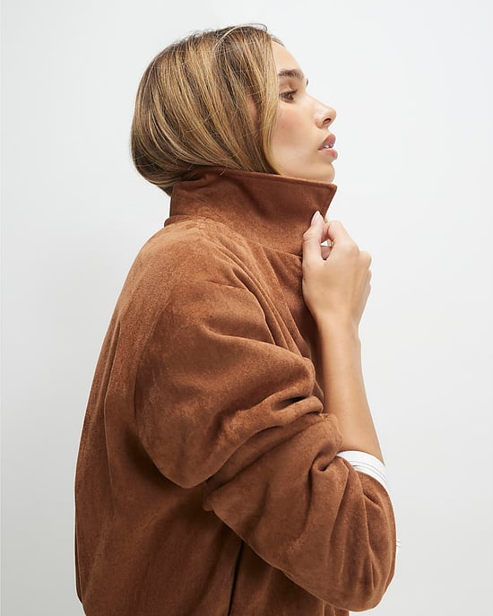 River Island Womens Jacket Bomber Tan Faux Suede Bubble Hem - Image 2