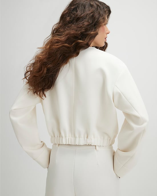River Island Womens Jacket Bomber Cream Long Sleeve Pocket Detail - Image 2