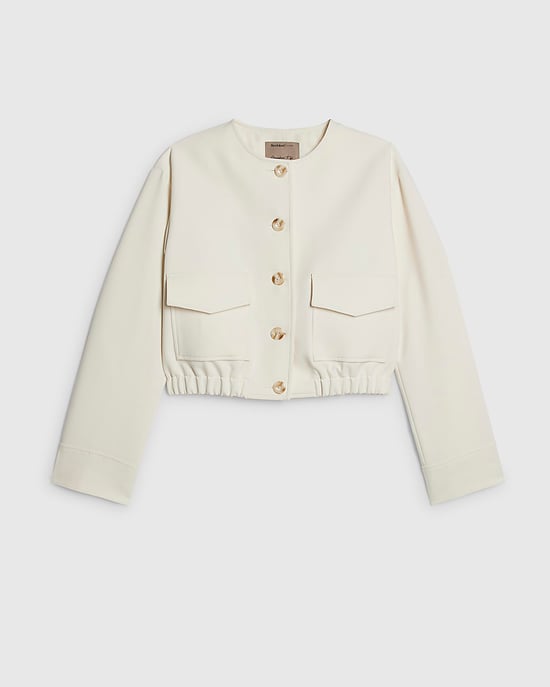 River Island Womens Jacket Bomber Cream Long Sleeve Pocket Detail - Image 6