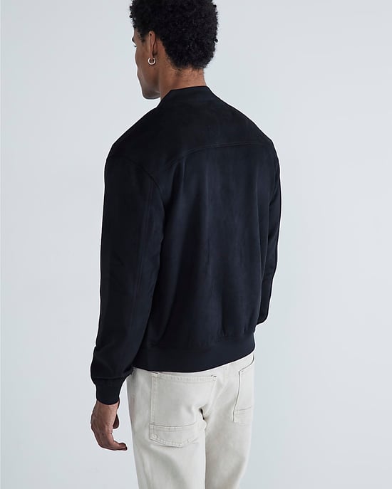 River Island Mens Jacket Bomber Black Faux Suedette - Image 3