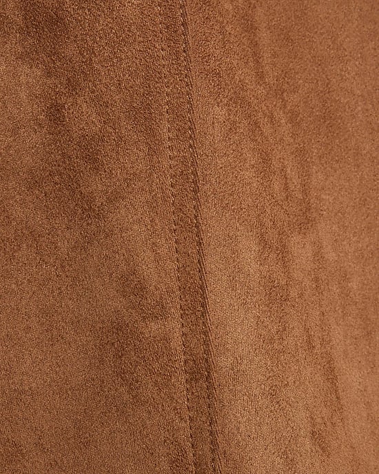 River Island Womens Wrap Midi Skirt Brown Faux Suede Buckle - Image 5