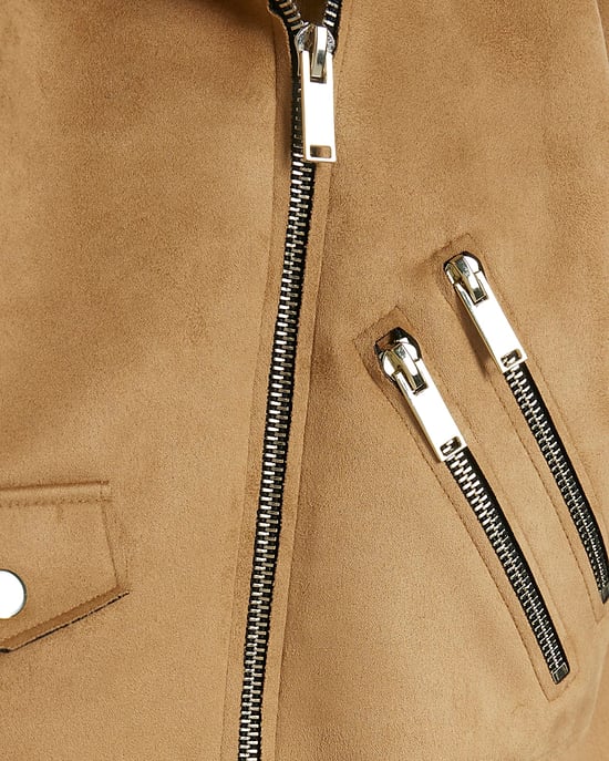River Island Womens Jacket Biker Brown Faux Suede - Image 4