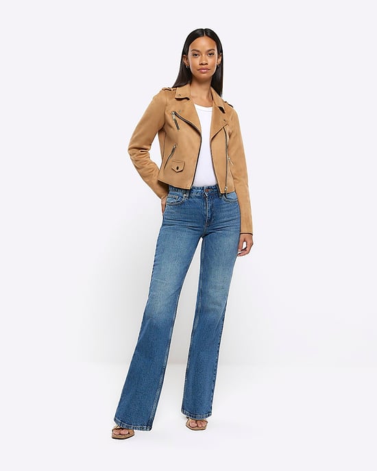 River Island Womens Jacket Biker Brown Faux Suede - Image 5