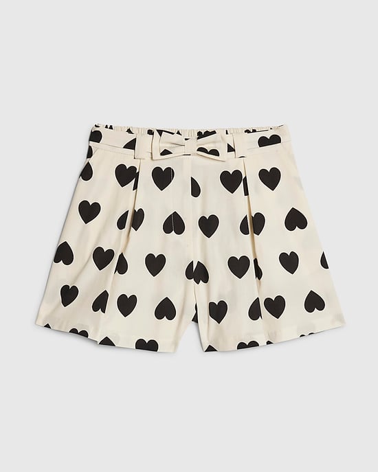 River Island Girls Shorts White Heart Print Bow - Image 1
