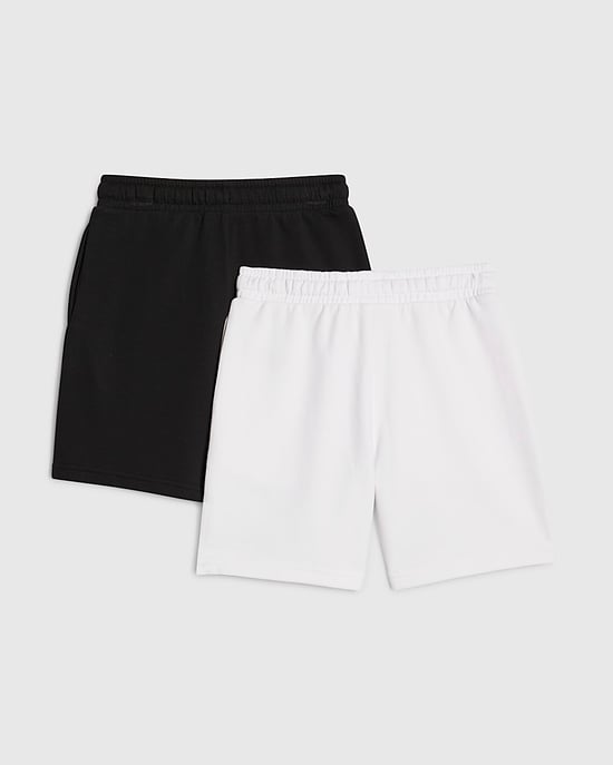 River Island Boys Shorts Set Black/White RR Graphic 2 Pack Elasticated - Image 4