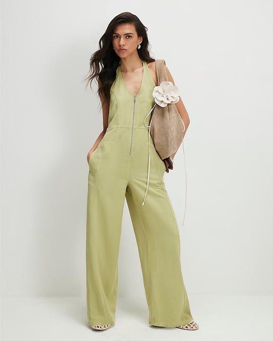 River Island Womens Jumpsuit Green Halter Neck Denim Halterneck - Image 2