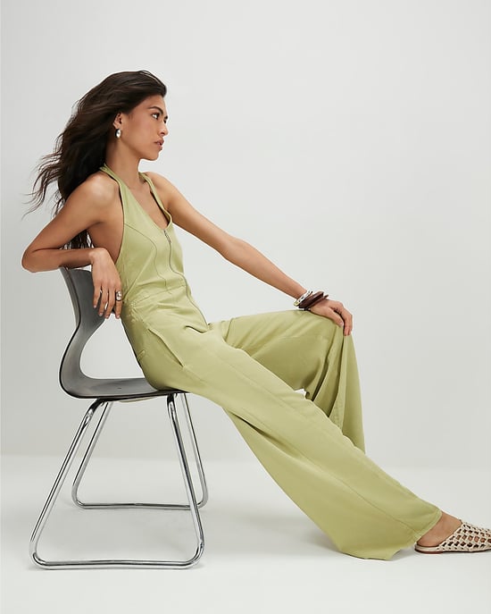 River Island Womens Jumpsuit Green Halter Neck Denim Halterneck - Image 4