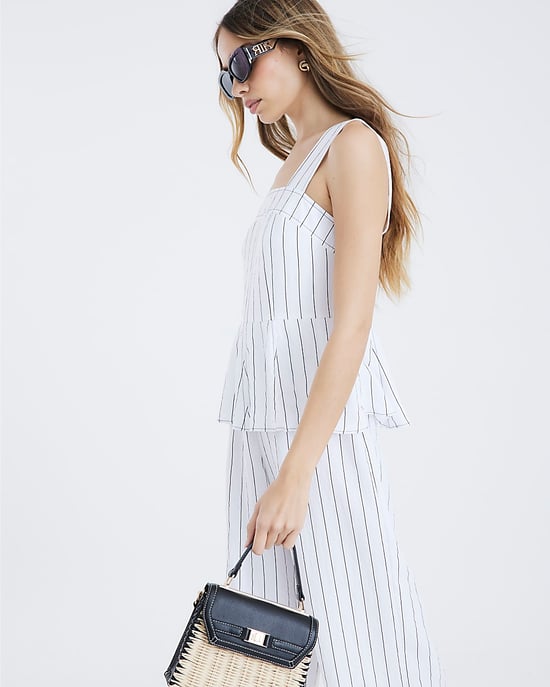 River Island Womens Jumpsuit White Stripe Peplum Striped Outfit - Image 4
