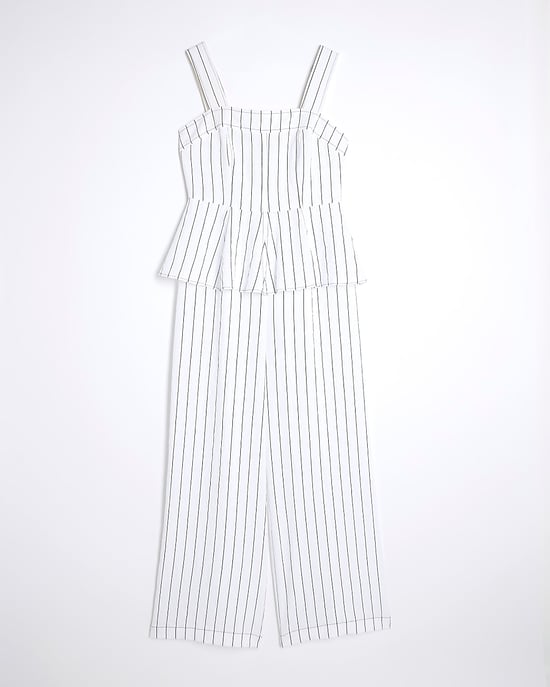River Island Womens Jumpsuit White Stripe Peplum Striped Outfit - Image 6