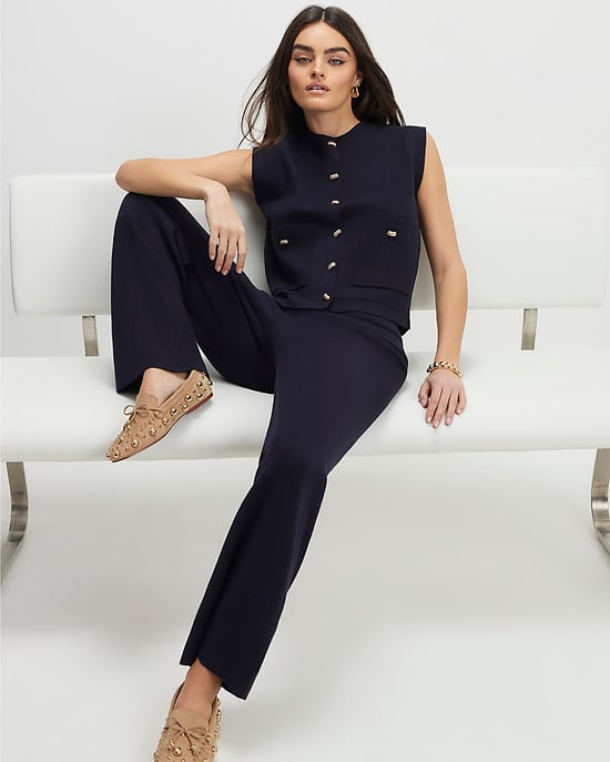 River Island Womens Waistcoat Navy Knitted Round Neck - Image 4