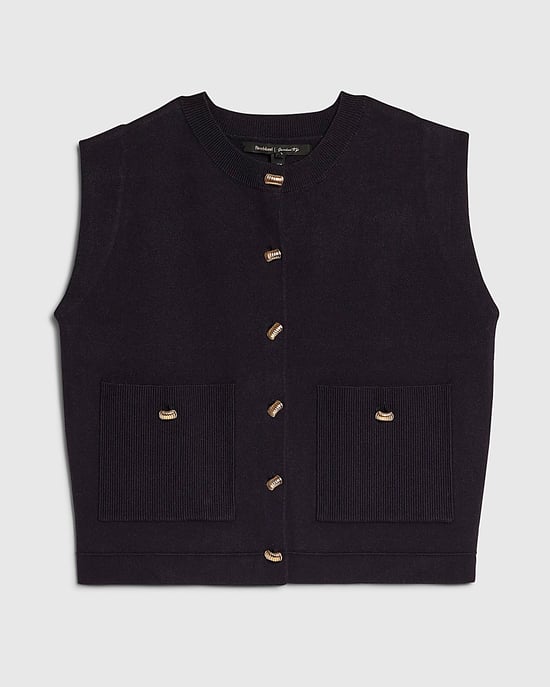 River Island Womens Waistcoat Navy Knitted Round Neck - Image 6