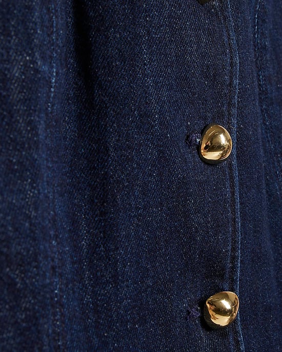 River Island Womens Waistcoat Blue Collared Denim Button - Image 5