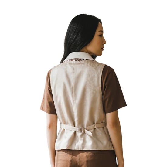 Dames crèmekleurige visgraatwollen wollen tweed geruite op maat gemaakte gilet - WS-1 - Image 4