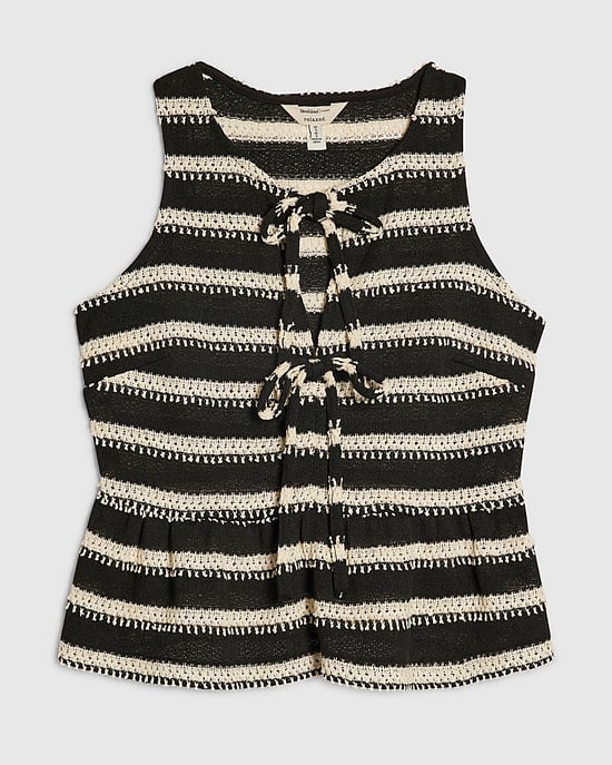 River Island Womens Waistcoat Black Sleeveless Striped Crochet - Image 6