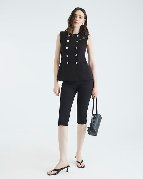 River Island Womens Waistcoat Black Sleeveless Button - Image 3