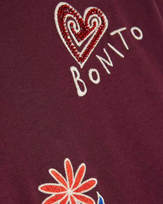 River Island Womens T-Shirt Red Cotton Bonita Quirky Boxy - Image 5
