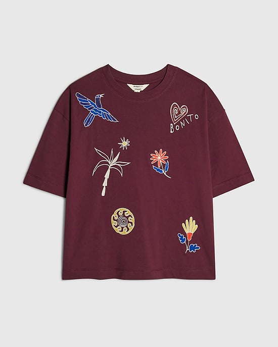 River Island Womens T-Shirt Red Cotton Bonita Quirky Boxy - Image 6