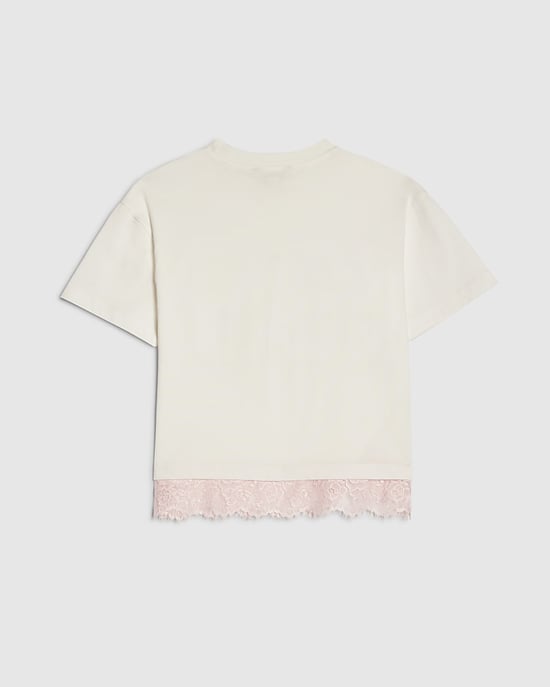 River Island Girls T-Shirt White Number Lace Crew Neck - Image 2