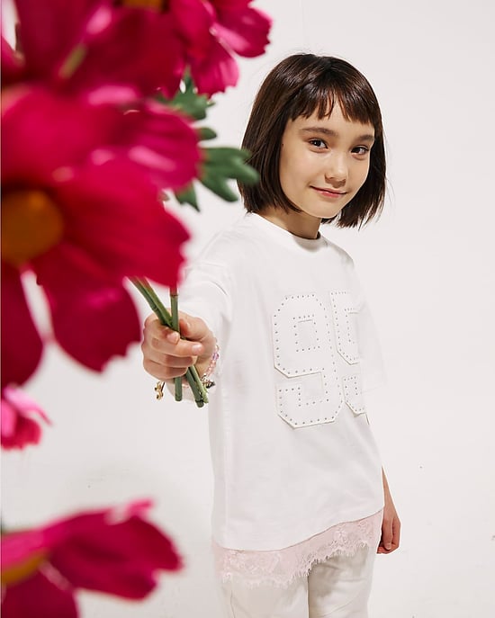River Island Girls T-Shirt White Number Lace Crew Neck - Image 3
