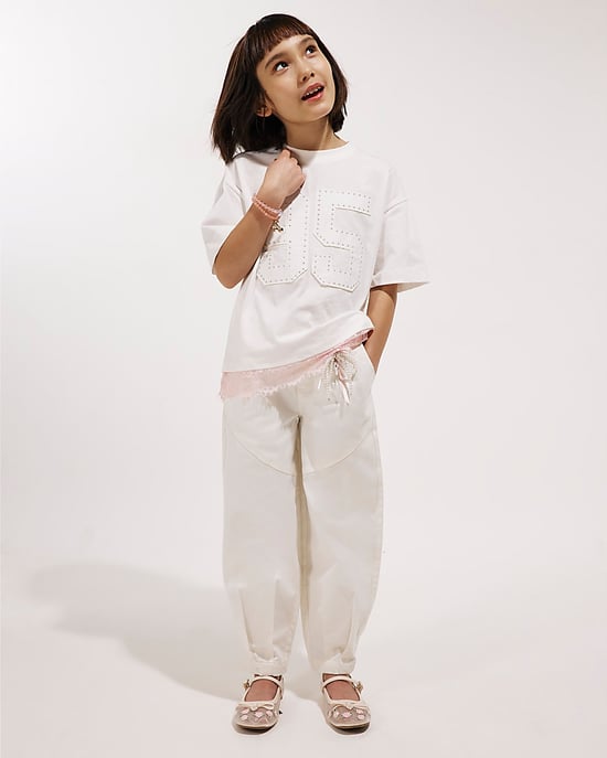 River Island Girls T-Shirt White Number Lace Crew Neck - Image 4